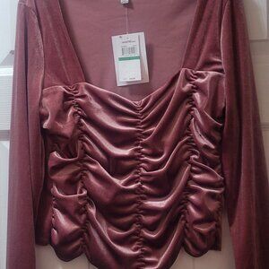 Love fire ruched square neck velvet top size Size Lg
